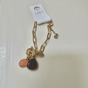 NWT LOFT Gold Chain Bracelet with Charms